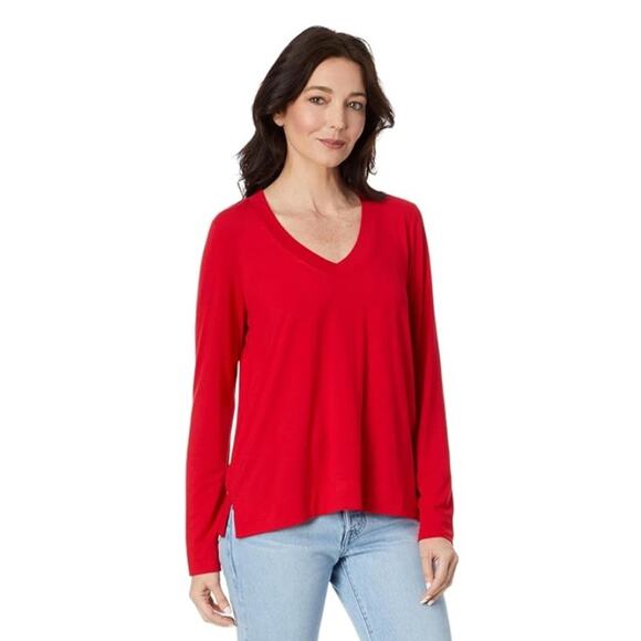 Tommy Bahama Kauai Jersey Long Sleeve V-Neck Tee (Tango Red) Size S/P - Picture 1 of 4